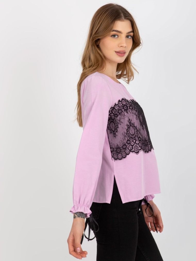 Bluzka damska z długim rękawem, fioletowa, Lakerta