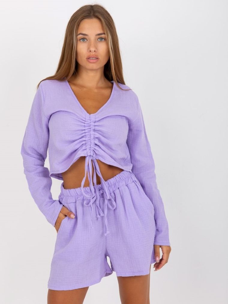 Bluzka damska z długim rękawem, fioletowa, Sublevel