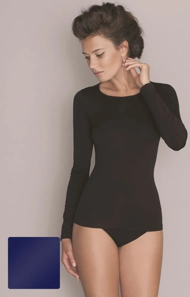 Bluzka damska z długim rękawem, granatowa, Gatta