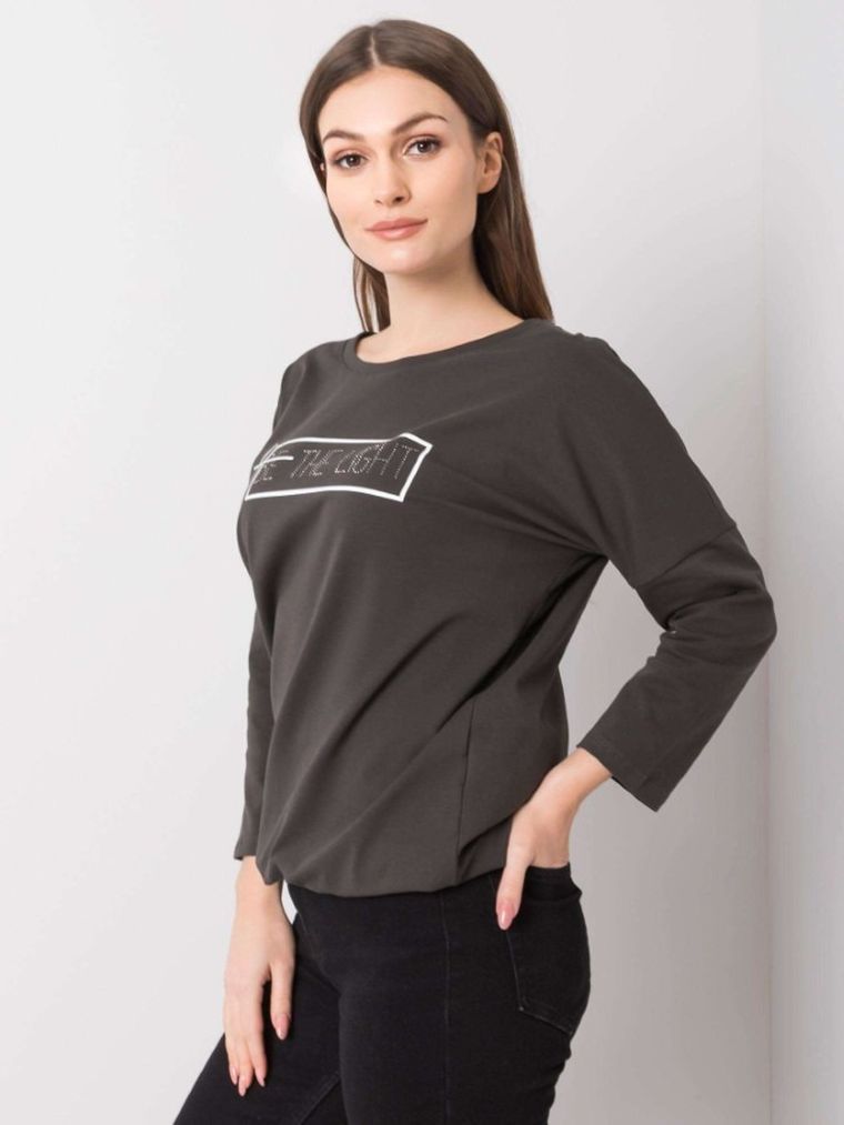 Bluzka damska z długim rękawem, khaki, Relevance