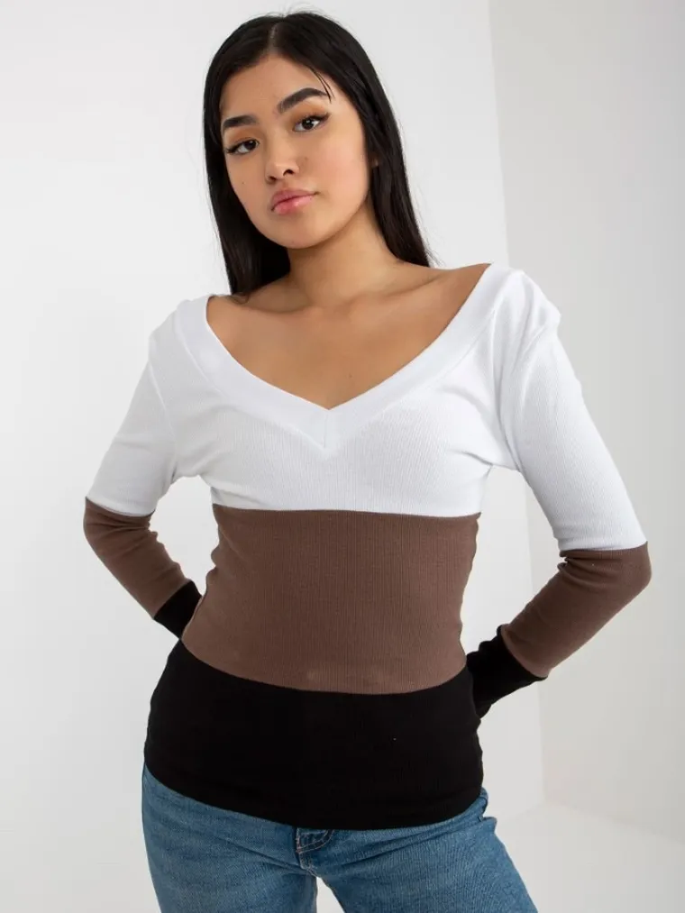 Bluzka damska z długim rękawem, mix, Rue Paris