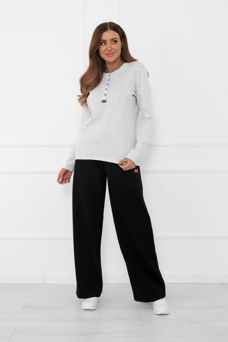 Bluzka damska z długim rękawem, szara, Italian Fashion