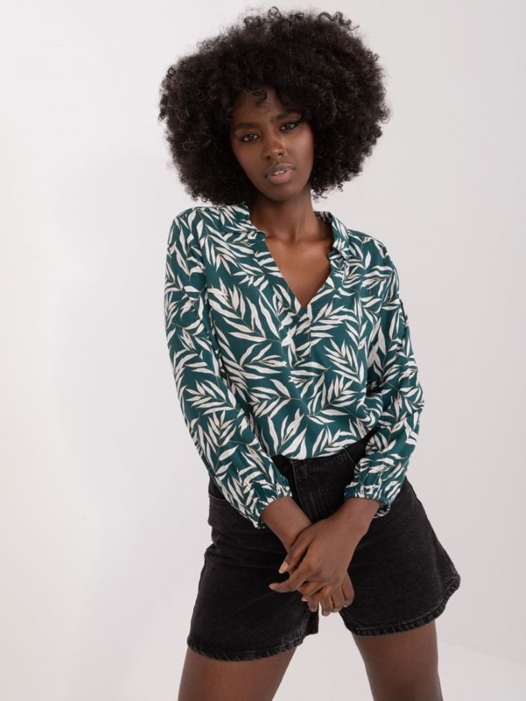 Bluzka damska z długim rękawem, zielona, Sublevel