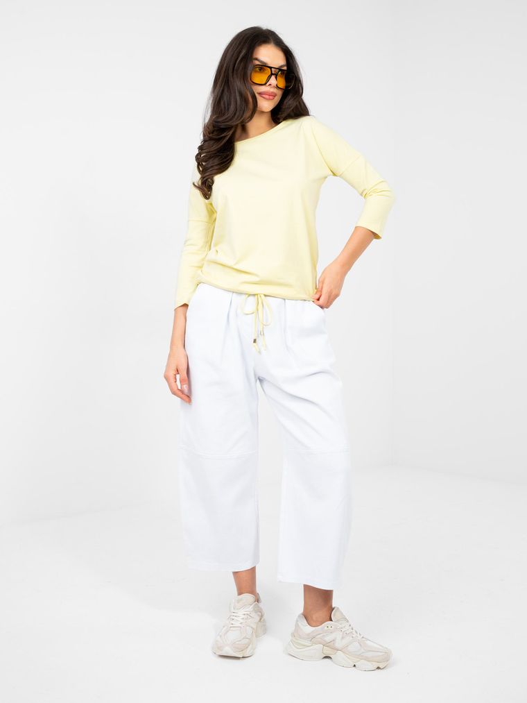 Bluzka damska z długim rękawem, żółta, Basic Feel Good