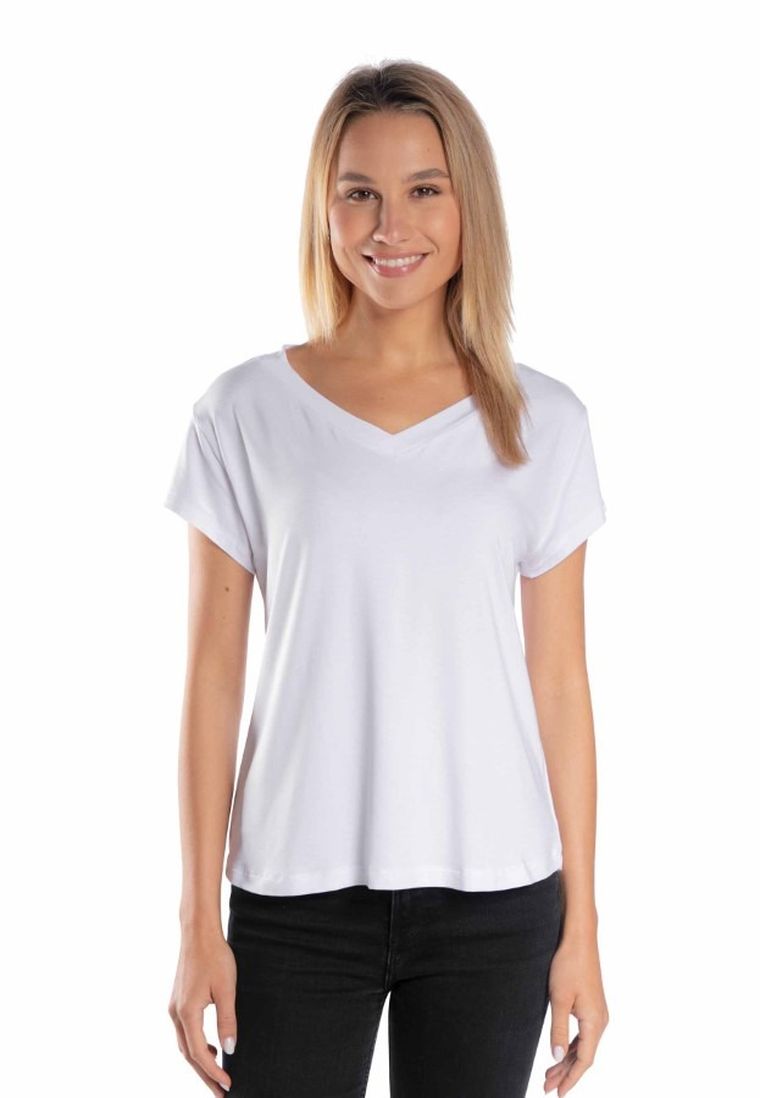 Bluzka damska z krótkim rękawem, biała, Golden Queen