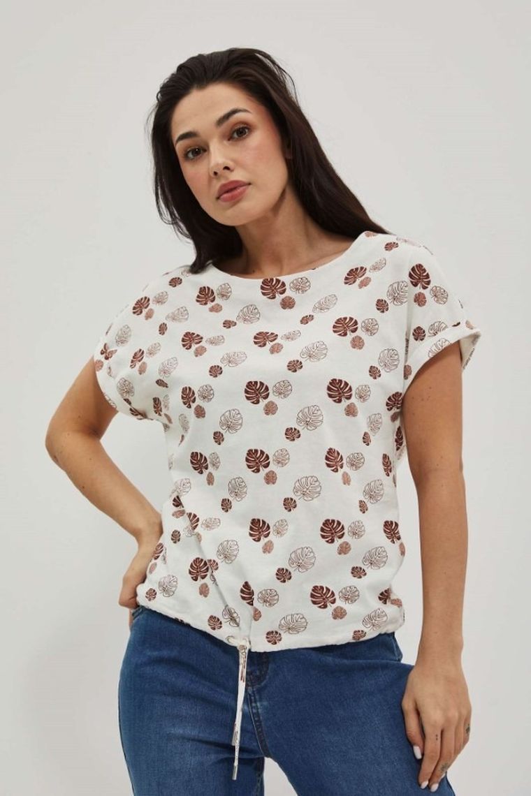 Bluzka damska z krótkim rękawem, biała, Moodo