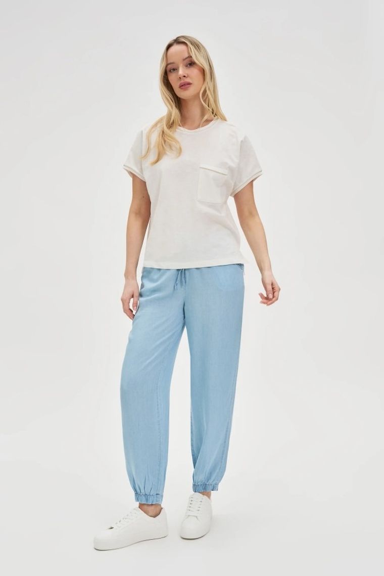 Bluzka damska z krótkim rękawem, biała, Moodo