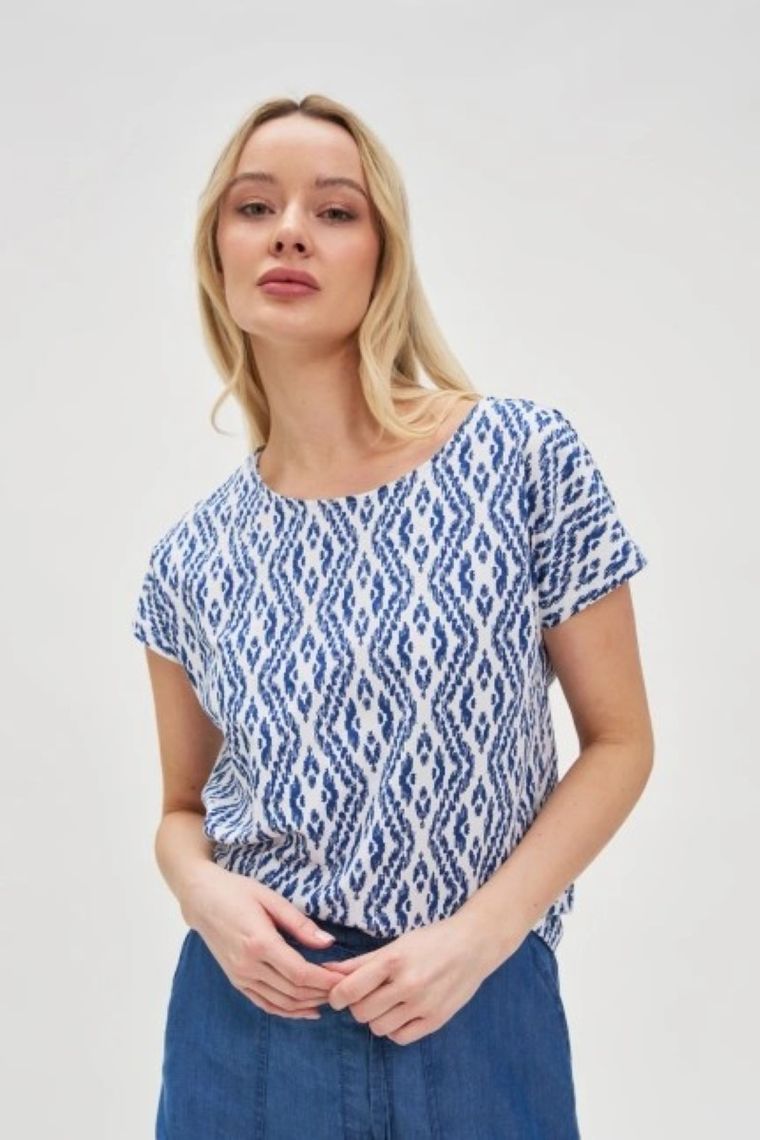 Bluzka damska z krótkim rękawem, biała, Moodo