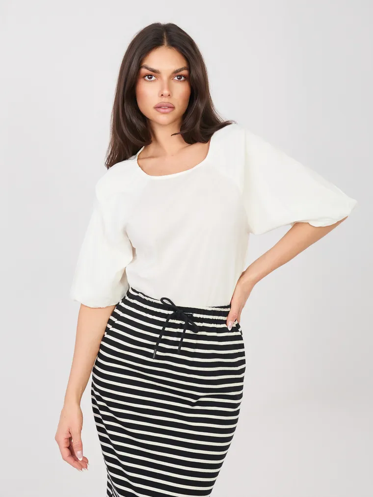 Bluzka damska z krótkim rękawem, biała, Sublevel