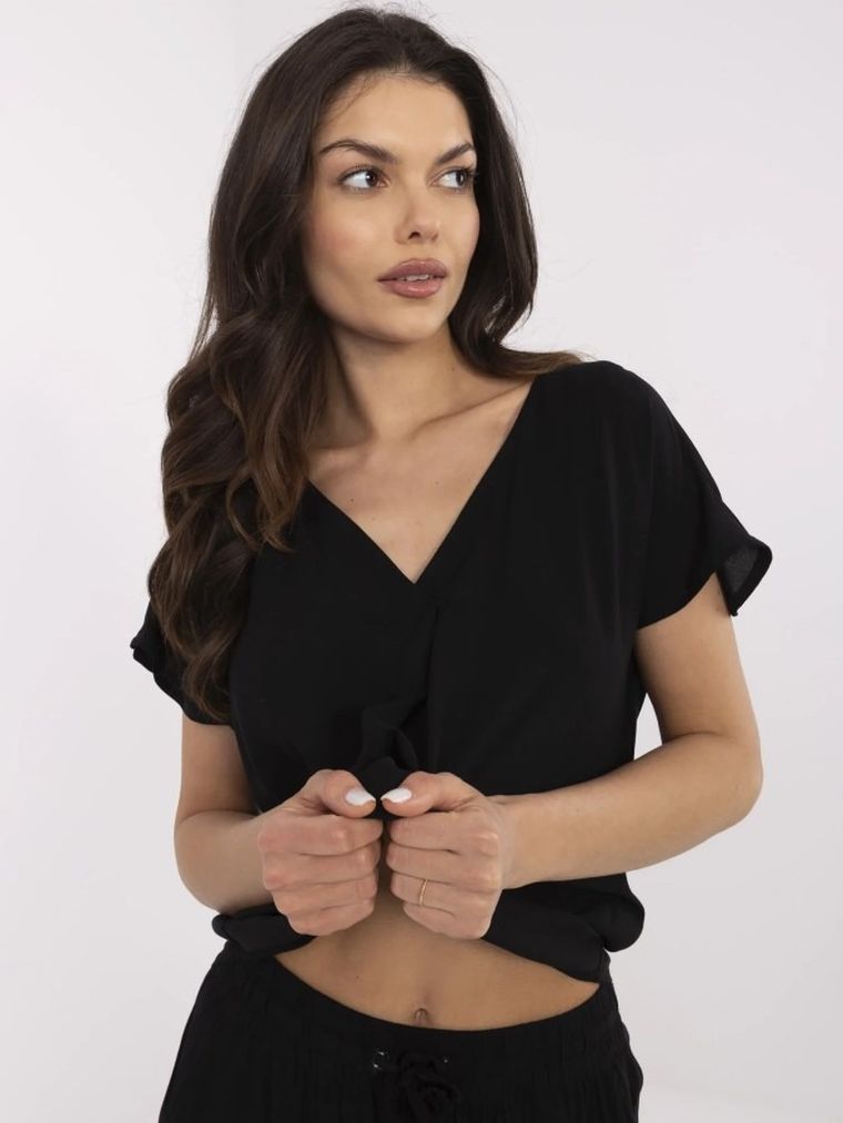 Bluzka damska z krótkim rękawem, czarna, Sublevel