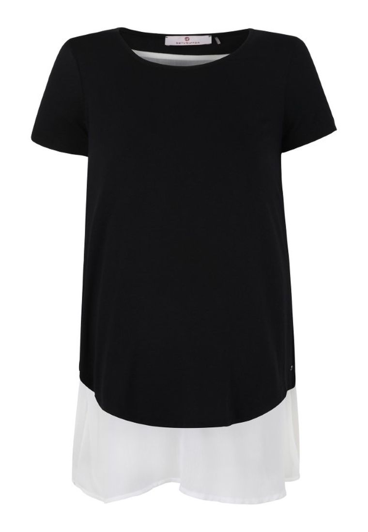 Bluzka damska z krótkim rękawem, do karmienia, czarna, Bellybutton