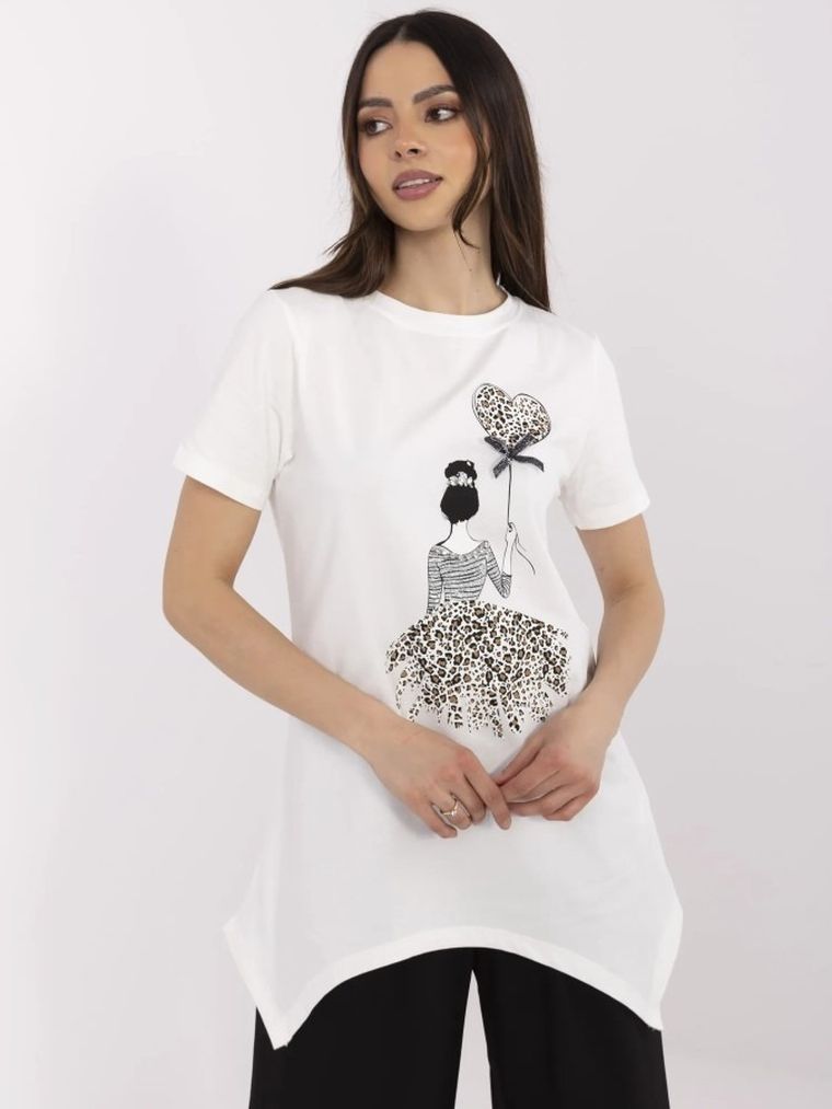 Bluzka damska z krótkim rękawem, ecru, Calimera