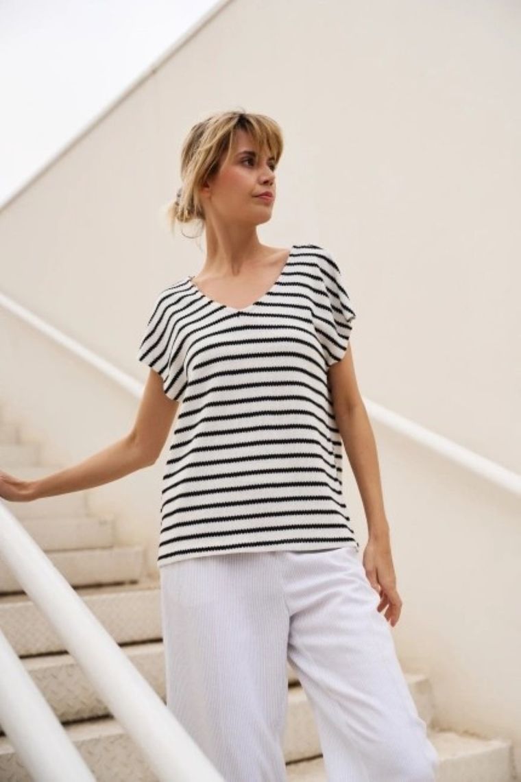 Bluzka damska z krótkim rękawem, mix, Moodo