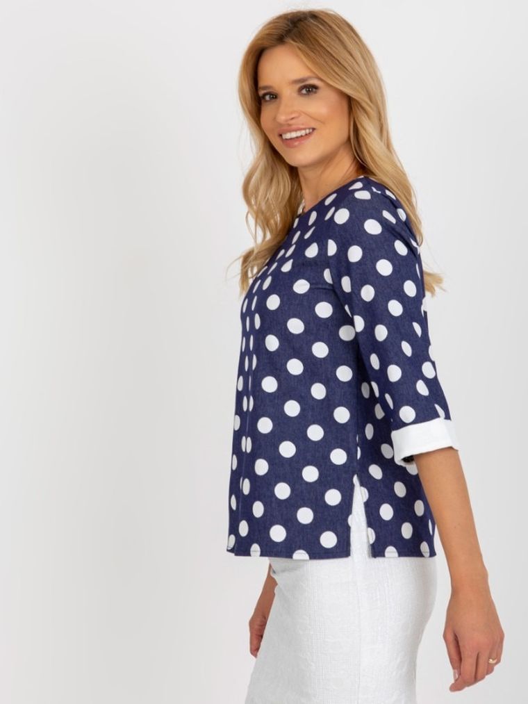 Bluzka damska z krótkim rękawem, niebieska, Lakerta