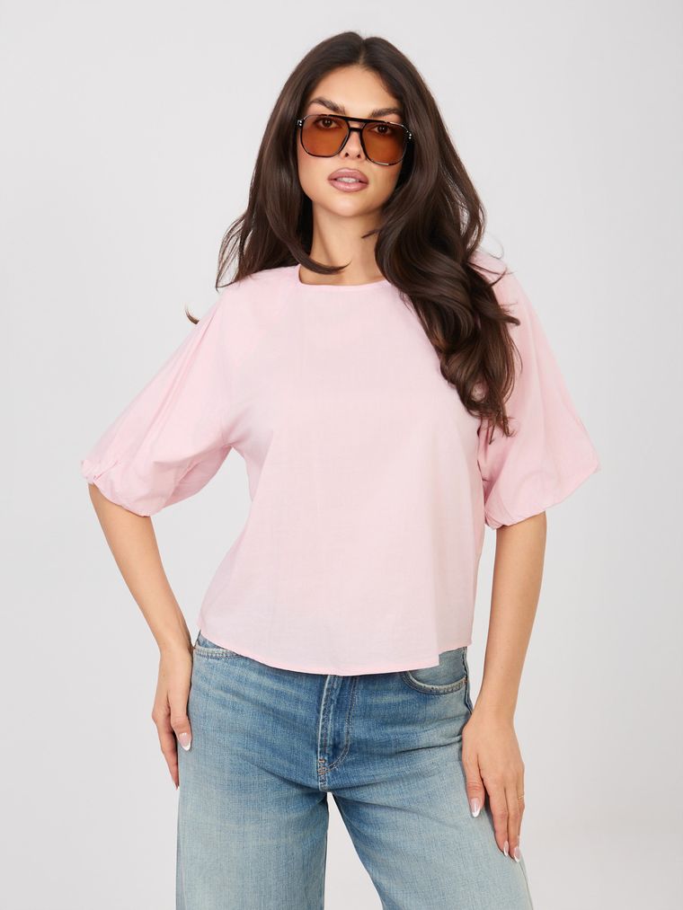 Bluzka damska z krótkim rękawem, różowa, Sublevel