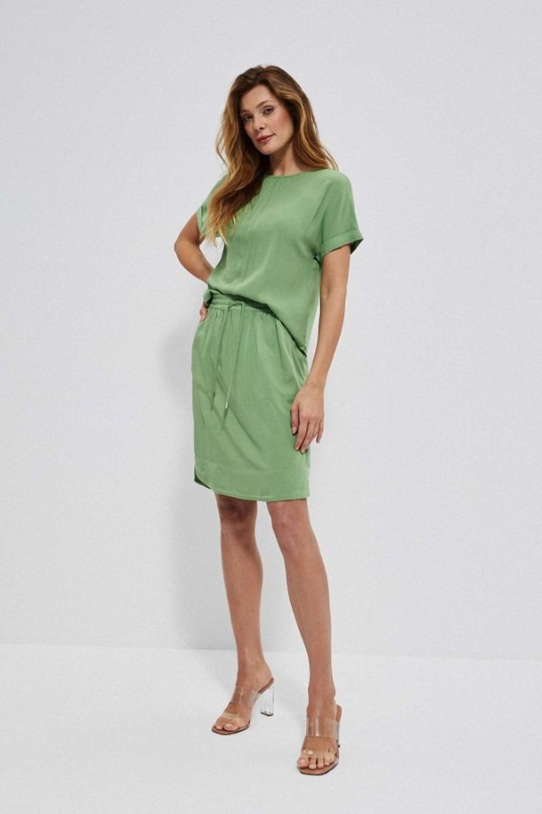 Bluzka damska z krótkim rękawem, zielona, Moodo