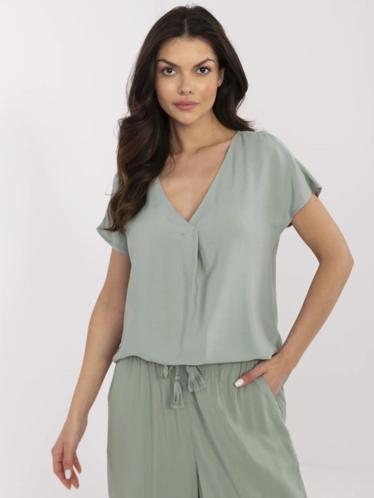 Bluzka damska z krótkim rękawem, zielona, Sublevel