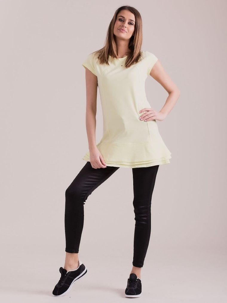 Bluzka damska z krótkim rękawem, żółta, Factory Price
