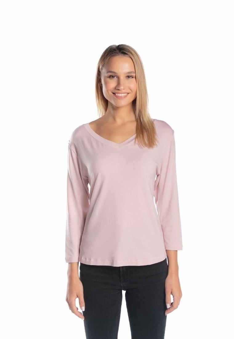 Bluzka damska z rękawem 3/4, różowa, Golden Queen