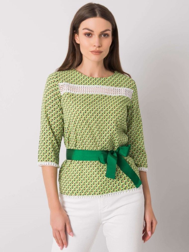 Bluzka damska z rękawem 3/4, zielona, Lakerta