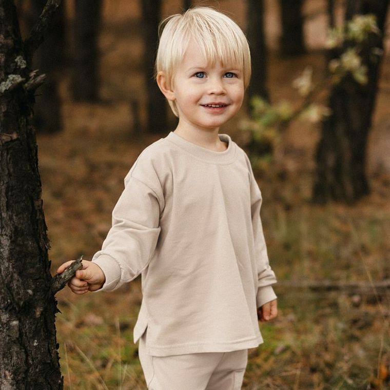 Bluzka dziecięca z długim rękawem, beżowa, Eevi