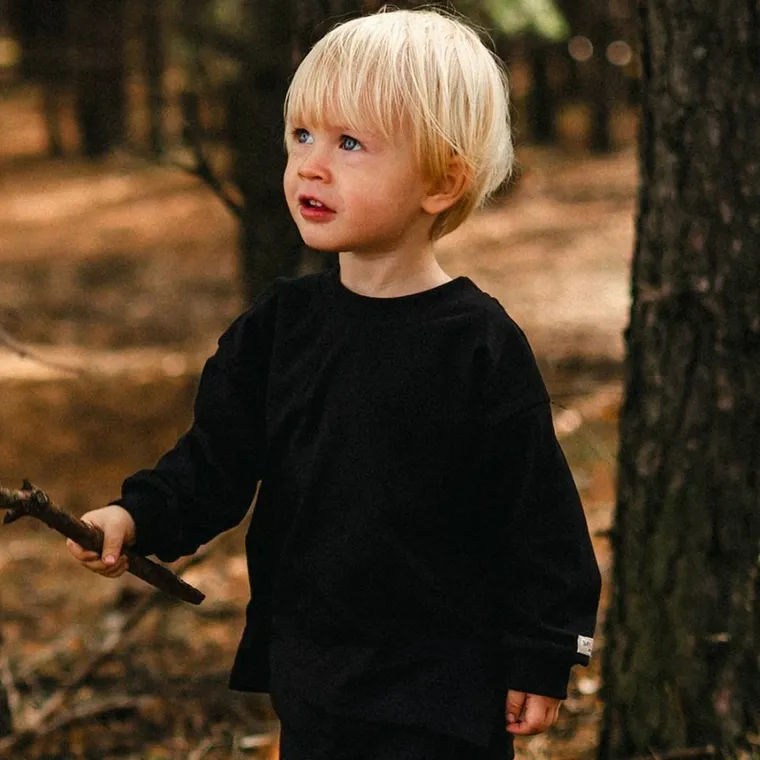 Bluzka dziecięca z długim rękawem, czarna, Eevi