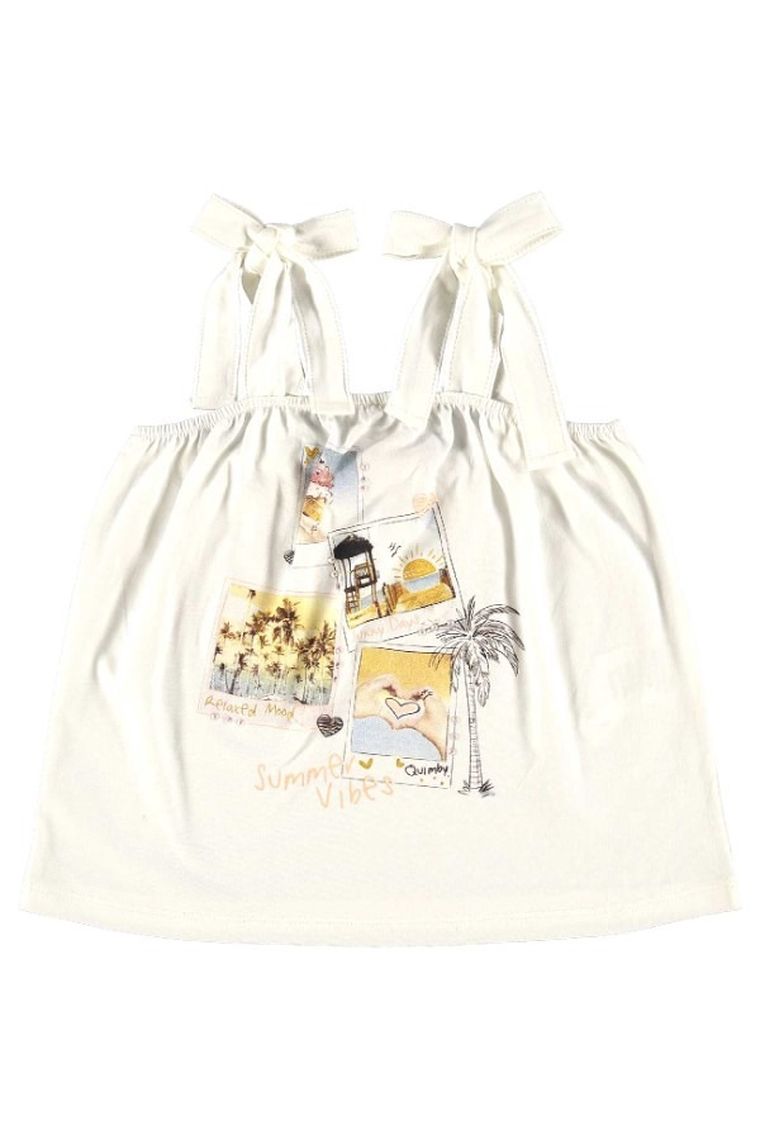 Bluzka dziewczęca na ramiączka, biała, Quimby