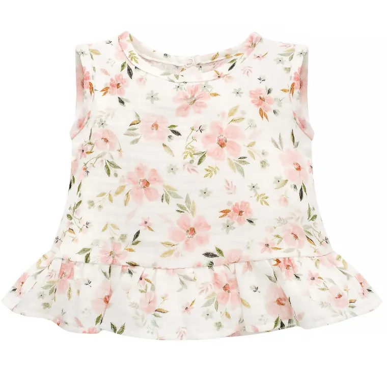 Bluzka dziewczęca na ramiączka, ecru, Summer Garden, Pinokio