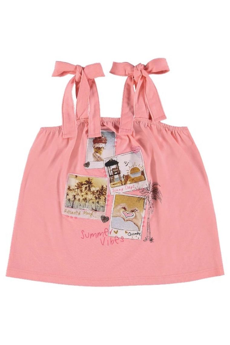 Bluzka dziewczęca na ramiączka, różowa, Quimby