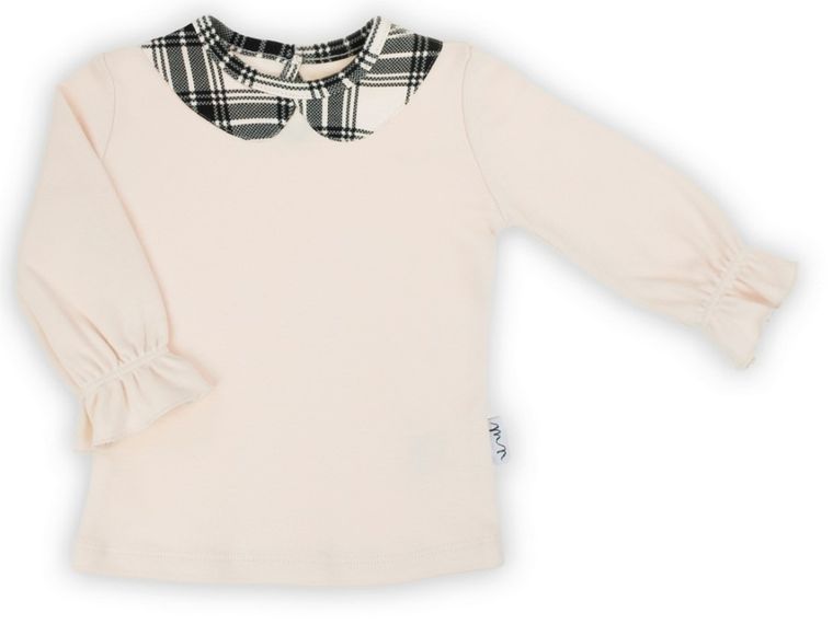 Bluzka dziewczęca z długim rękawem, beżowa, Nicol