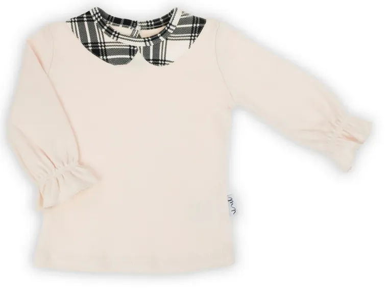 Bluzka dziewczęca z długim rękawem, beżowa, Nicol