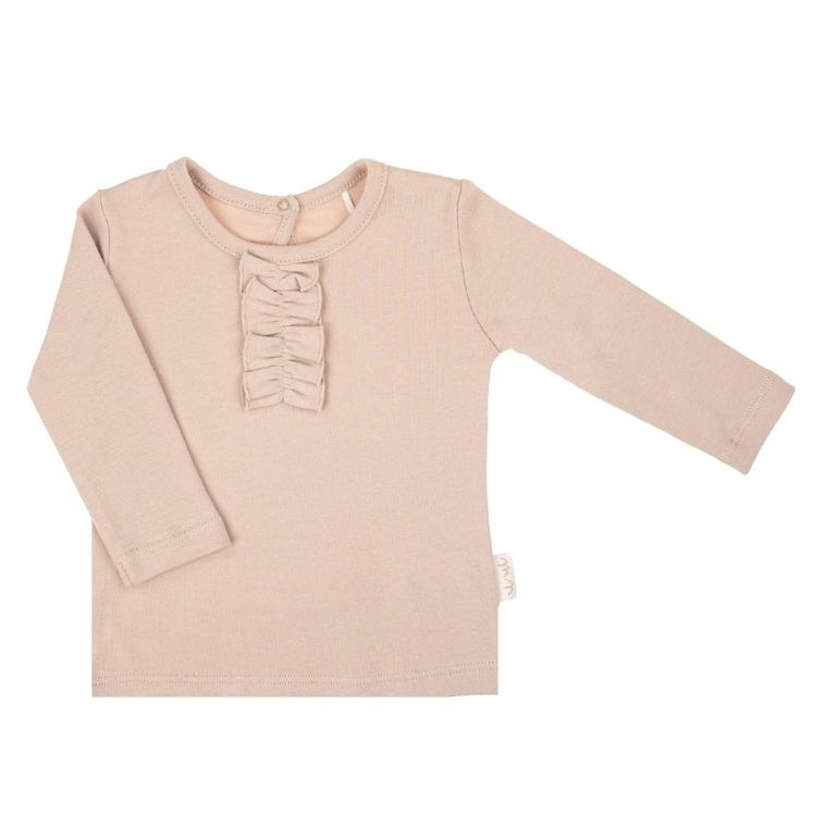 Bluzka dziewczęca z długim rękawem, beżowa, Nicol