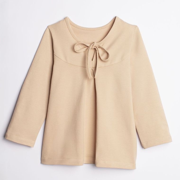 Bluzka dziewczęca z długim rękawem, beżowa, Nicol