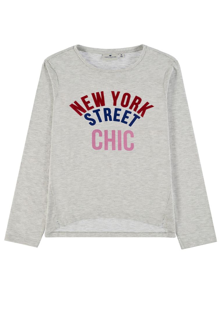 Bluzka dziewczęca z długim rękawem, beżowa, Tom Tailor