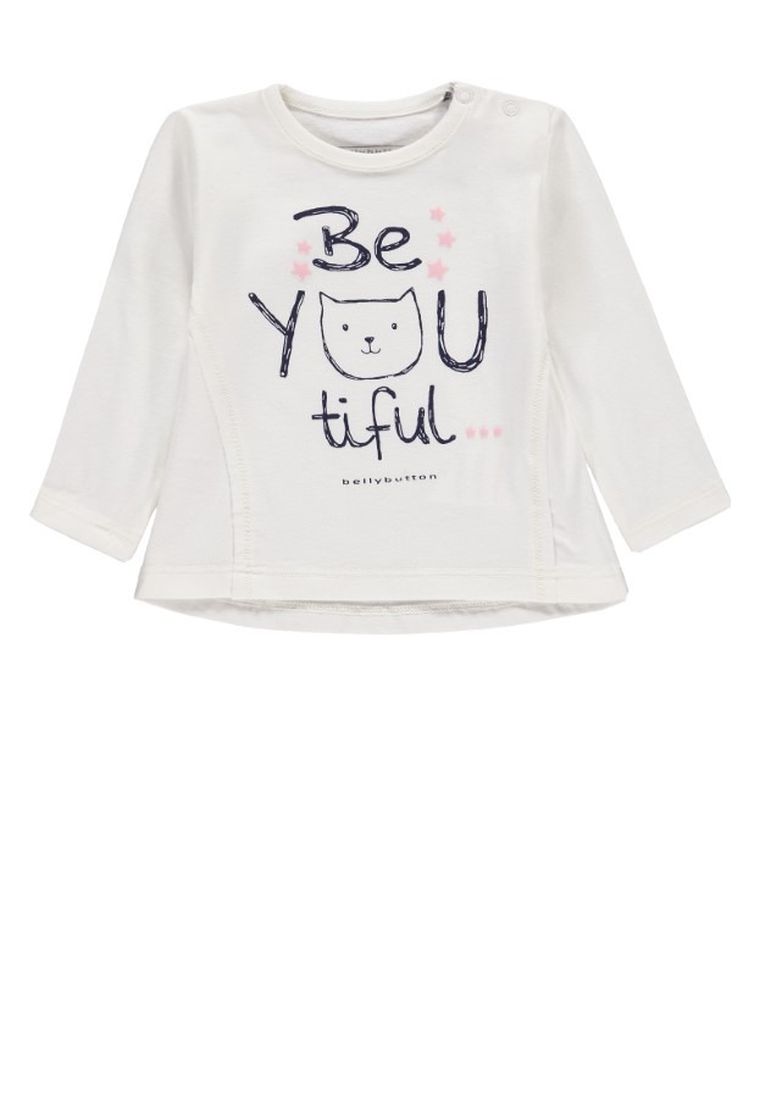 Bluzka dziewczęca z długim rękawem, biała, Bellybutton