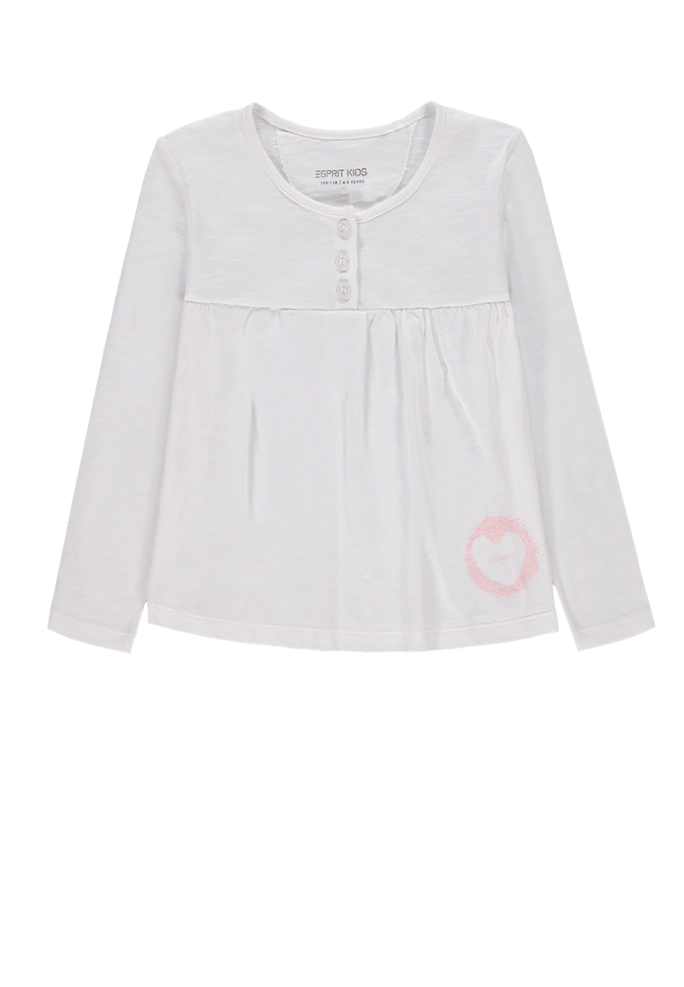 Bluzka dziewczęca z długim rękawem, biała, Esprit
