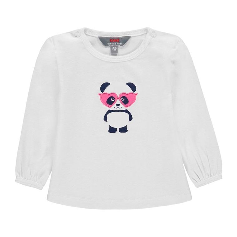 Bluzka dziewczęca z długim rękawem, biała, Kanz