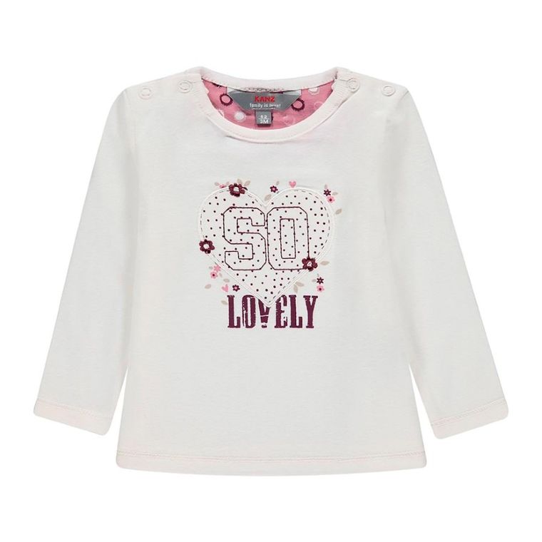 Bluzka dziewczęca z długim rękawem, biała, Kanz