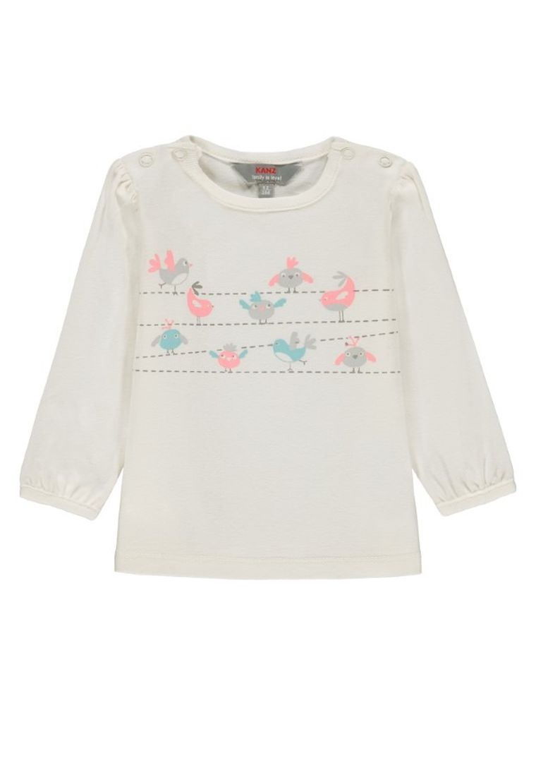 Bluzka dziewczęca z długim rękawem, biała, Kanz