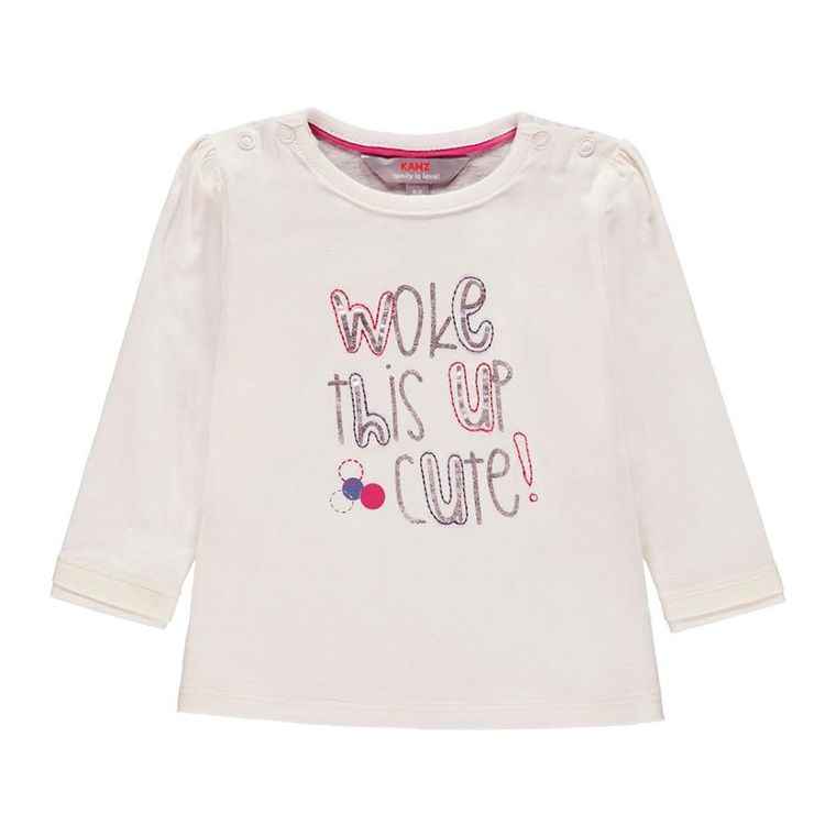 Bluzka dziewczęca z długim rękawem, biała, Kanz