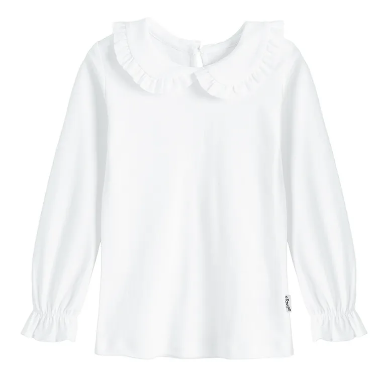 Bluzka dziewczęca z długim rękawem, biała, Nicol