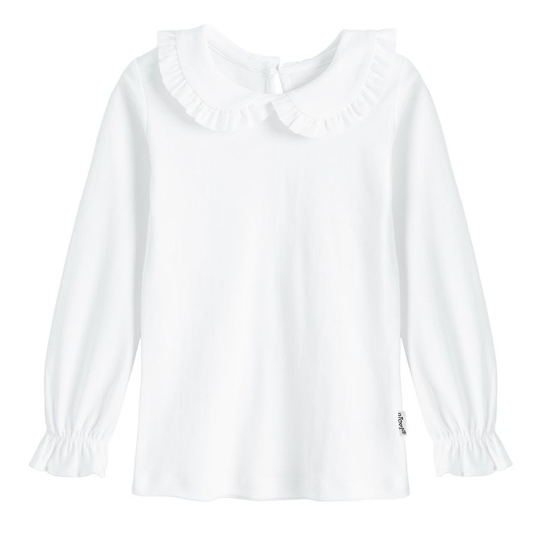 Bluzka dziewczęca z długim rękawem, biała, Nicol