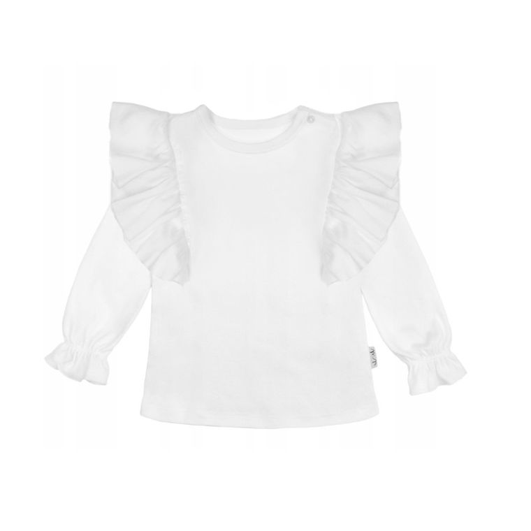 Bluzka dziewczęca z długim rękawem, biała, Nicol