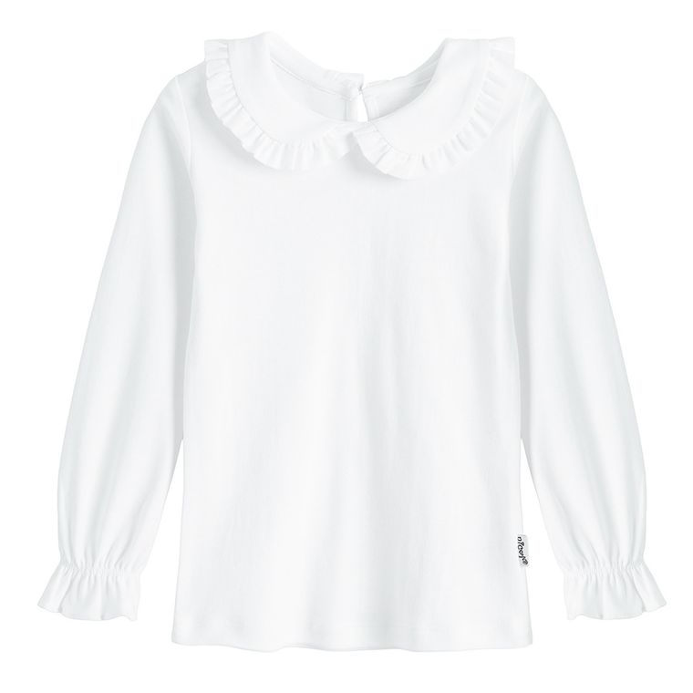 Bluzka dziewczęca z długim rękawem, biała, Nicol