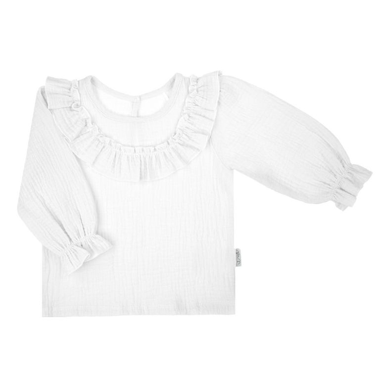 Bluzka dziewczęca z długim rękawem, biała, Nicol