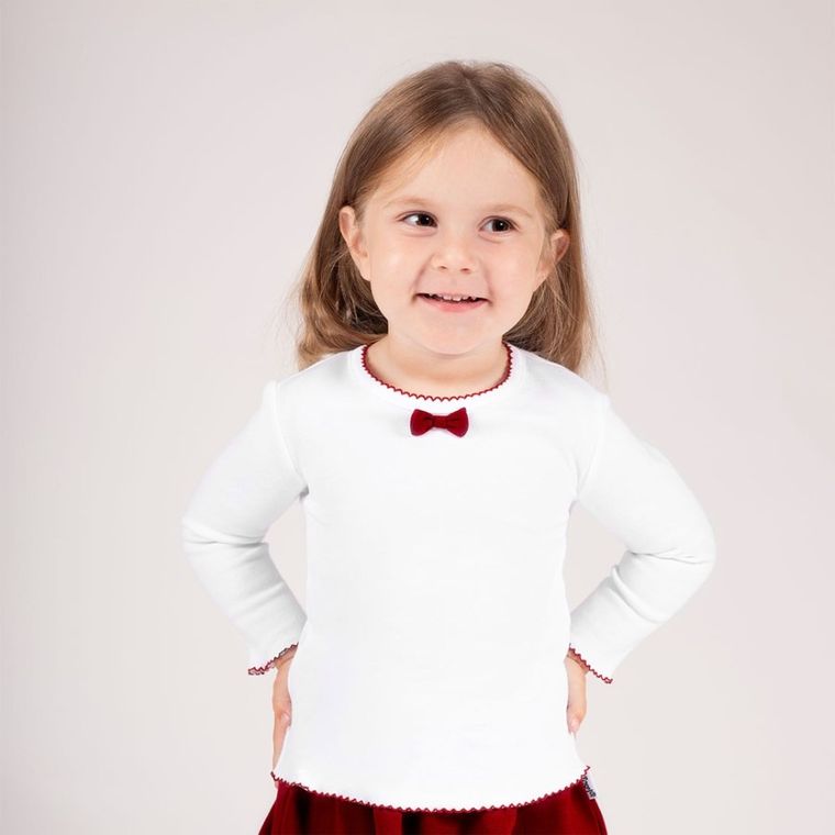 Bluzka dziewczęca z długim rękawem, biała, Nicol
