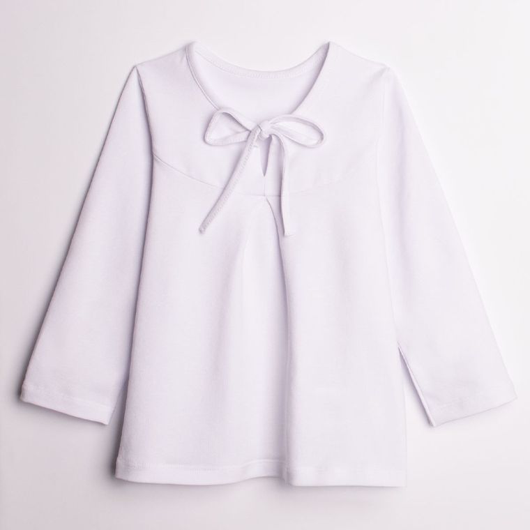 Bluzka dziewczęca z długim rękawem, biała, Nicol