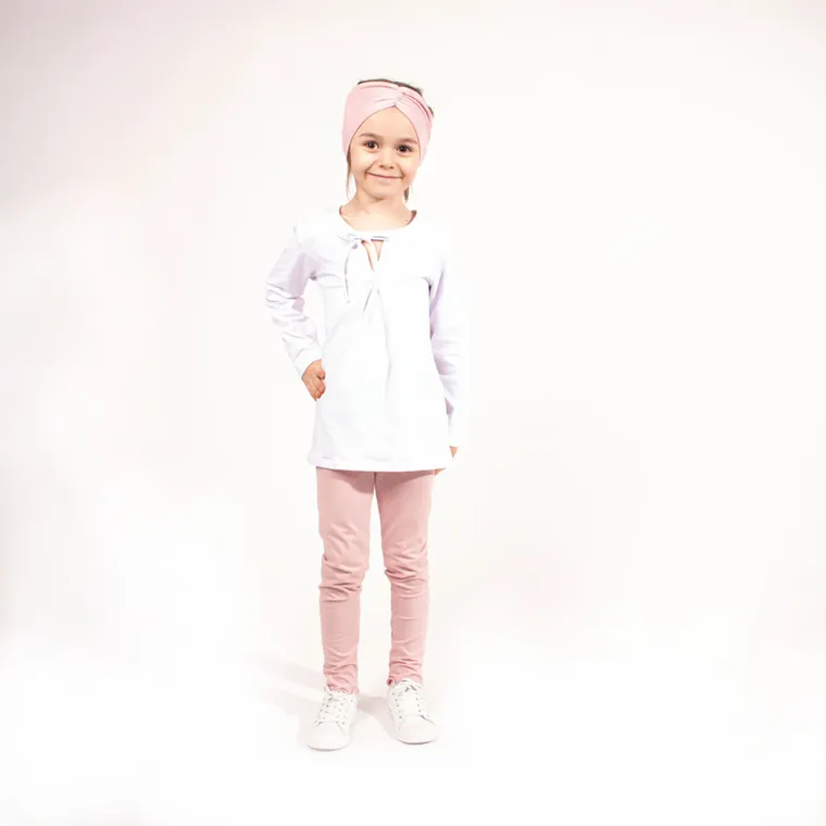 Bluzka dziewczęca z długim rękawem, biała, Nicol