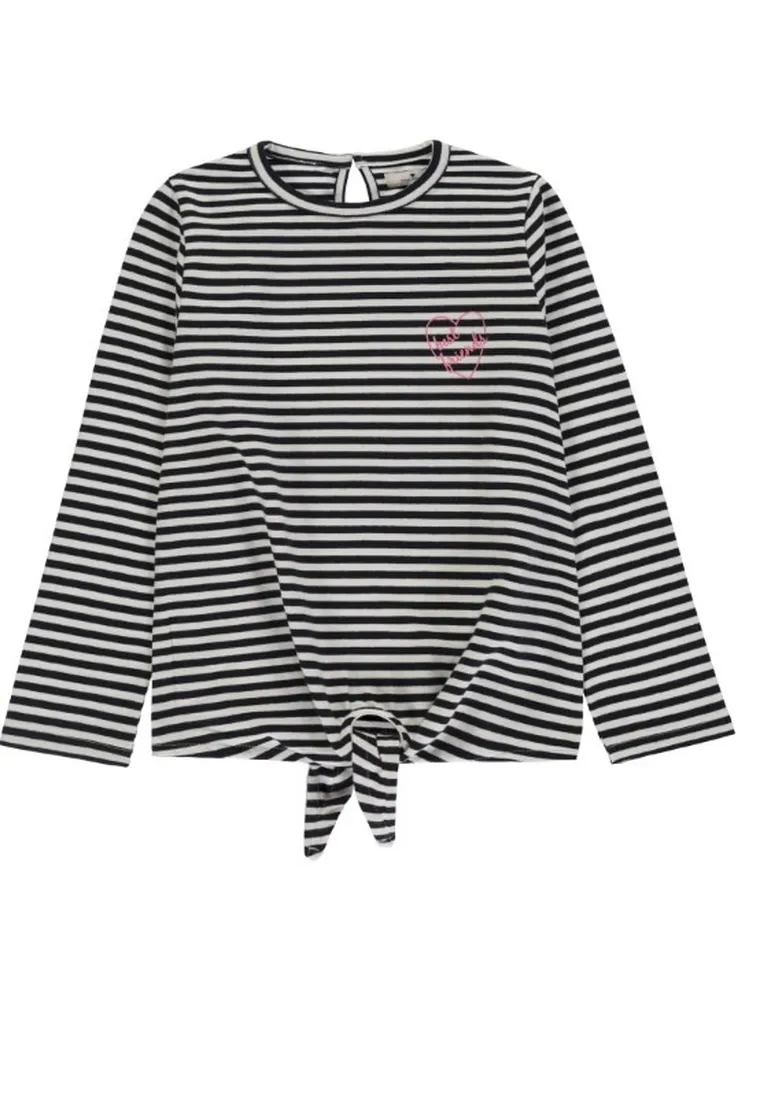 Bluzka dziewczęca z długim rękawem, biało-czarna, Tom Tailor