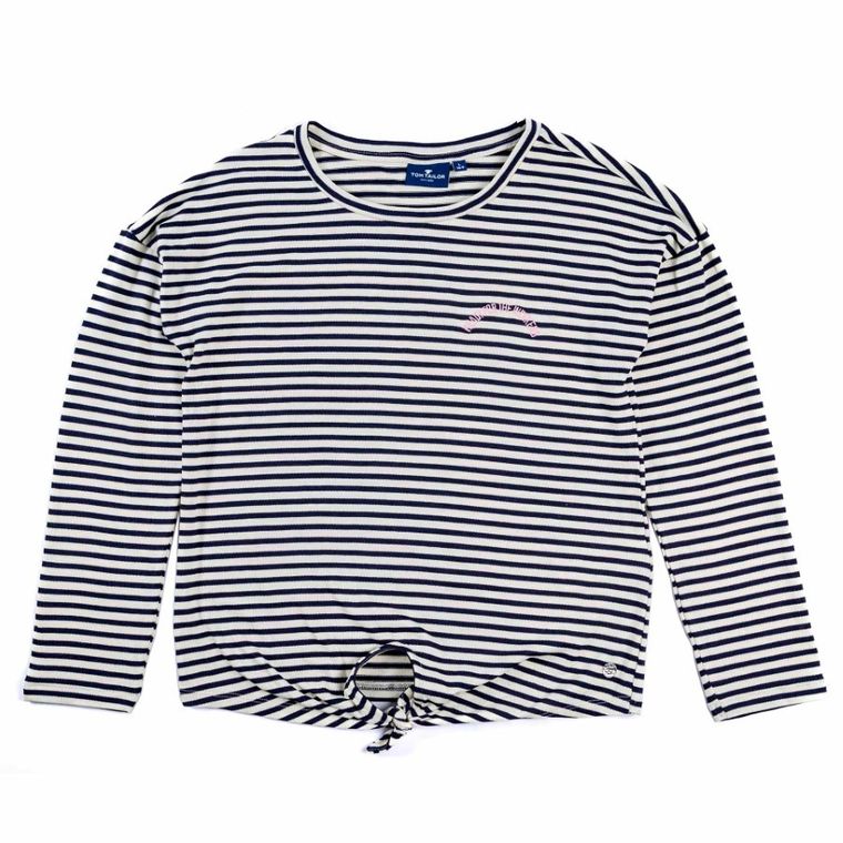 Bluzka dziewczęca z długim rękawem, biało-niebieska, Tom Tailor